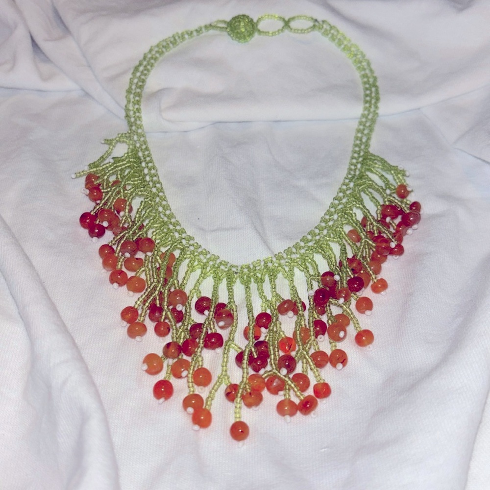 Handmade choker necklace beaded boho style